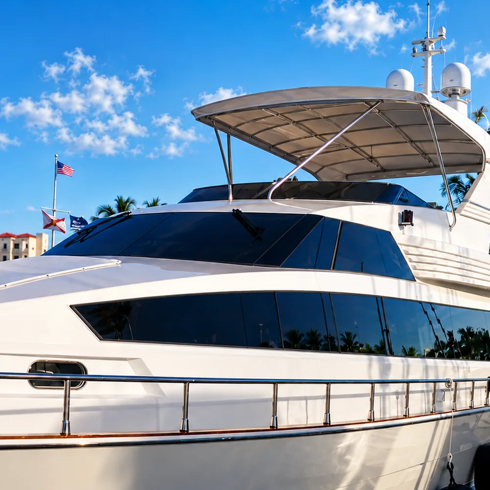 Custom marine windshield and glazing detail